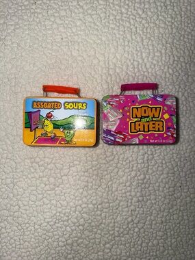 Now and Later Pink Mini Tin & Assorted Sours Orange Mini Tin - Candy Collectible